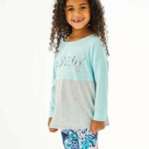 Lilly Pulitzer Girls Light Blue Colorblock Mini Finn top size XL (12-14) EUC